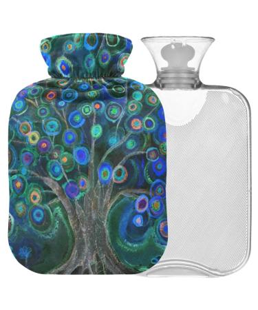 Naanle hot water bottle with cover tree of life galaxy transparent hot water bottle heat bottle for back pain relief handfoot warmer neck heat and cold therapy 1l