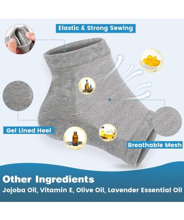 TEAWOO 6 Pairs Moisturizing Heel Socks for Cracked Heel Treatment Foot Care Toeless Socks to Soften and Hydrate Dry Cracked Feet Heels Cracked Heel Repair Socks Gel Socks for Dry Cracked Feet White/Grey/Black - Buy Online on GoSupps.com