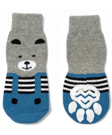 Pet Heroic Indoor Anti-Slip Socks for Dogs & Cats | Silicone Gel Paw Protection | 6 Sizes S-3XL - Blue Bear XL - Buy Online on GoSupps.com