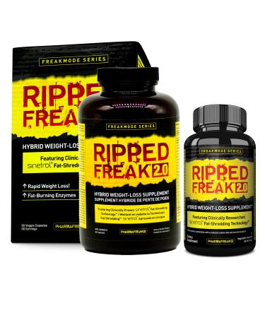 PharmaFreak RIPPED FREAK 2.0 (60 Veggie Caps + 28 Caps BONUS 46% more) | Hybrid Thermogenic Supplement 60 Caps + 28 Caps