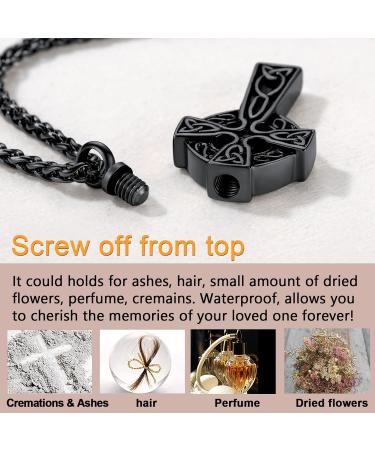 U7 Ladies Cremation Urn Necklace - Celtic Knot Dog Feet Wing & Crucifix Designs in Stainless Steel | Perfect Memorial Jewelry for Ashes - Buy Online on GoSupps.com