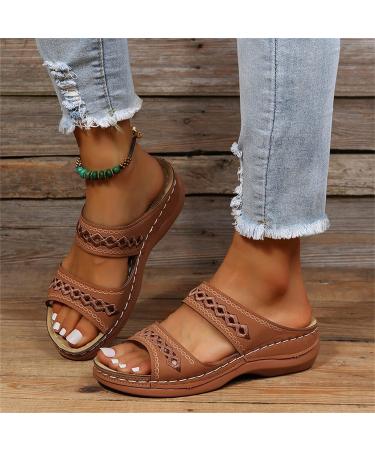 Lausiuoe Women's Orthotic Walking Sandals with Arch Support - Brown - Size 9 - Buy Online on GoSupps.com