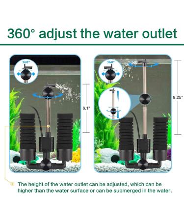 AQQA 3/5W Aquarium Sponge Filter - Quiet Double Foam Filter for 55-210L | Efficient Biological & Mechanical Filtration - Buy Online on GoSupps.com