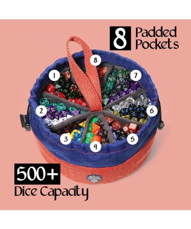CardKingPro Monstrous Dice Bag - Orange/Blue - Huge 500+ Dice Capacity - 8 Pockets - Perfect for Dice Hoarders - Buy Online on GoSupps.com