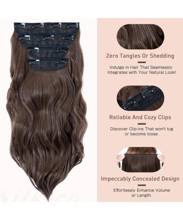 Curly Synthetic Hair Extensions Clip in 22 Inches - 4PCS, #Chestnut Brown - Buy Online on GoSupps.com
