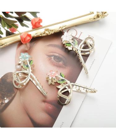Haimeikang 3 Pcs Flower Metal Hair Clips for Women - Non Slip Tulip Hair Claw Clips Set - Fashion Hair Accessories for Thick Thin Curly Hair - Buy Online on GoSupps.com