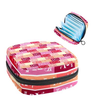 GIAPB Period Bag Sanitary Napkin Storage Bag Period Pouch Travel Makeup Bag Colorful Striped Alphabet Color2763