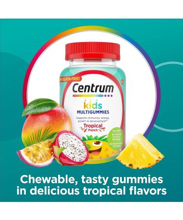 Centrum Kids Multivitamin Gummies - Tropical Punch Flavor - 110 Count - 110 Day Supply - Natural Flavors - Fruit Flavored - Pack of 1 - Buy Online on GoSupps.com