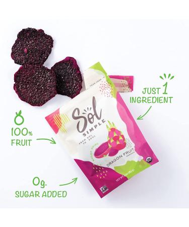 SOL SIMPLE Organic Dried Dragon Fruit Snack Pack - 3 Bags (3oz each) | Vegan, Non-GMO, No Added Sugar | Fair Trade Certified - Buy Online on GoSupps.com