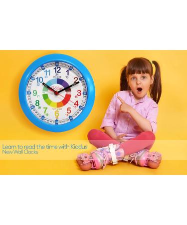 Kiddus Children's Wall Clock - Silent Analogue Time Teacher | Multi-Language Time Learning in English Blue - Buy Online on GoSupps.com