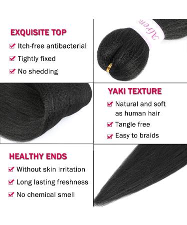 Alrence 12 Braiding Hair Extensions - 8 Packs Natural Black Yaki Texture Synthetic Crochet Braids - Hot Water Set - Buy Online on GoSupps.com
