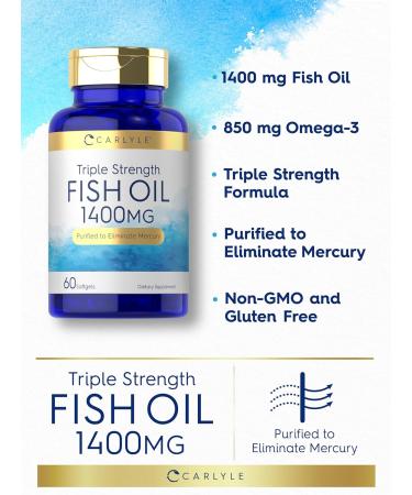 Carlyle Triple Strength Omega 3 Fish Oil | 1400mg | 60 Softgels | Non-GMO Gluten Free Supplement - Buy Online on GoSupps.com