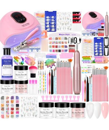 Acrylic Nail Kit Starter Nails Kit Acrylic Set Acrylic Powder & Liquid with Nail Drill U V Light Professional Acrylic with Everything for Beginners Acrylic Nail Set (Clear/White/Nude)
