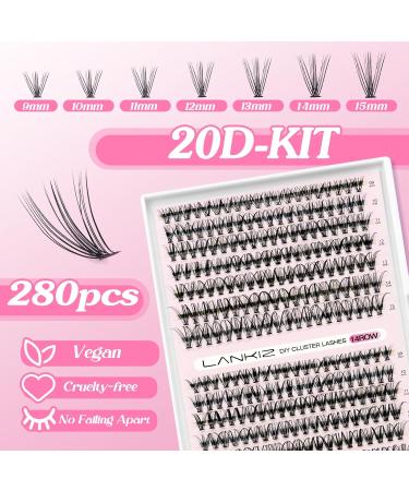 Eyelash Extensions Set - 280pcs Lankiz 20D C Curl 9-15mm Individual Lashes with Adhesive & Remover | Perfect for Beginners - Lash Extension Kit - Buy Online on GoSupps.com