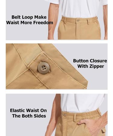 TACVASEN Men's Cotton Cargo Golf Shorts - Classic-Fit Casual Shorts with 7 Pockets, Khaki 34 - Buy Online on GoSupps.com