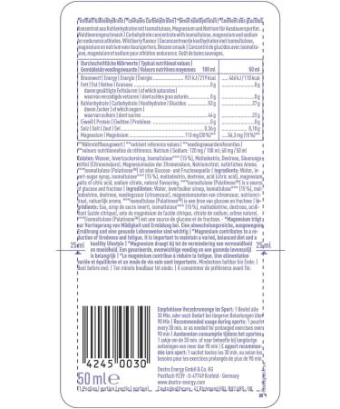 Dextro Energy Long Distance Energy Gel Wildberry + Magnesium - 12x50ml | Electrolyte Carbohydrate Concentrate for Endurance Workouts - Buy Online on GoSupps.com