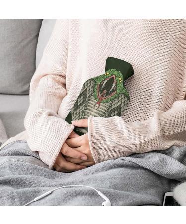 Green Snake Hot Water Bottle with Plush Cover | Hand Warmer for Adults & Children | 26.5x15.3cm - Buy Internationally - Buy Online on GoSupps.com