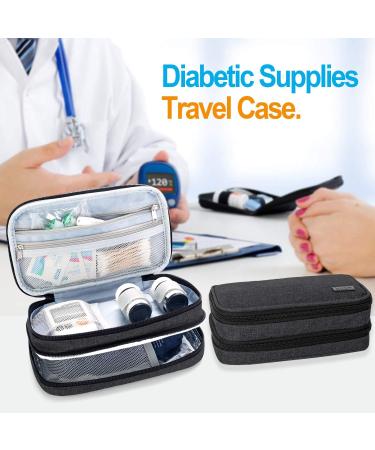 Luxja Insulin Diabetic Bag - Double Layer Insulin Pocket for Blood Sugar Devices & Diabetes Accessories - Black Version - Buy Online on GoSupps.com
