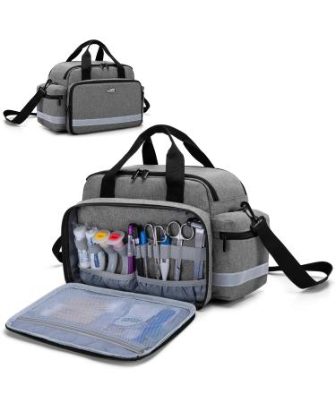 Trunab Medical Supplies Bag, Nurse Bag with Handle and Shoulder Strap for Home Health Care, Hospice Visit, Travel, or Emergency Event, Grey, Bag ONLY
