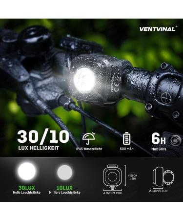 Buy Ventvinal LED Bicycle Lights - 30 Lux Front Lamp StVZO Approved IPX5 Waterproof USB-C for All Bikes - Fast International Shipping - Buy Online on GoSupps.com