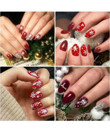 4 Sheets Christmas Nail Art Stickers Decals-Embossed Snowflakes Nail Stickers White Glitter Self Adhesive Nail Decals-Winter Holiday Silver Nail Supplies Nail Art Decoration (Nail Sticker Embossed-S) - Buy Online on GoSupps.com