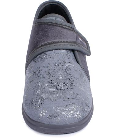 Aerosoft Ladies Velcro Low Shoe - Stretch 19 Width GH Removable Footbed Non-Slip Grey - Size 38 EU | International Shipping Available - Buy Online on GoSupps.com