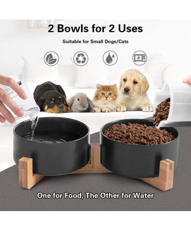 Ihoming Ceramic Dog Cat Food and Water Bowls Set with Wooden or Iron Stand - Modern Cute Bowls for Small and Medium Sized Pets - 13.5OZ & 28OZ - Buy Online on GoSupps.com