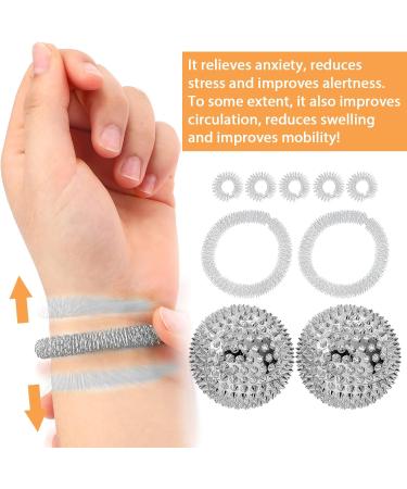 Roinaaid Hedgehog Ball Set - 2 Metal Acupressure Rings & 5 Magnetic Bracelets for Stress Relief & Massage - International Shipping Available - Buy Online on GoSupps.com