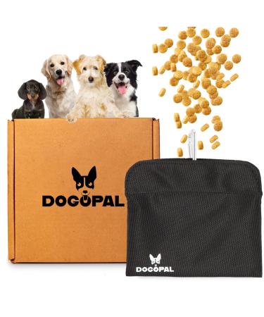 Dogopal treats for dogs ideal for walk -in & dog training - one -hand food bag with a metal clip - delicacies waterproof & compact - Gassi bag & bag dog (medium black) medium black