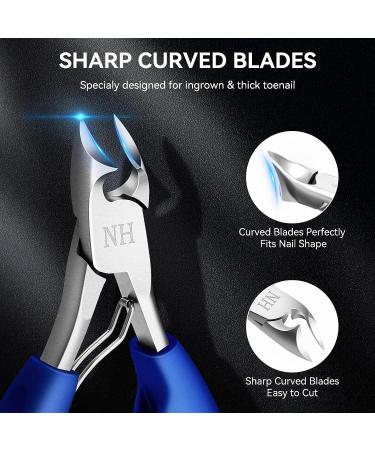 Professional Toe Nail Clippers for Thick Nails - Stainless Steel Curved Blade for Seniors - Ideal for Ingrown Toenails - Blue - Buy Online on GoSupps.com