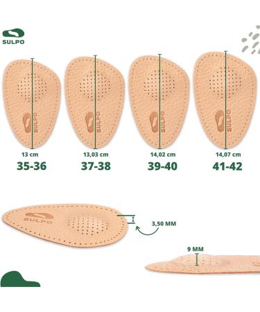 Sulpo Orthopedic Shoe Inserts | Leather Insoles with Spread Base & Forefoot Cushion - Sizes 35/36 - Buy Online on GoSupps.com