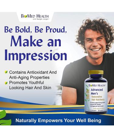 BioMed Health Hair Growth Vitamins for Men 120ct - Saw Palmetto DHT Blocker with Biotin | Advanced Restorative Hair Nutrients for Regrowth and Anti-Gray Hair - Buy Online on GoSupps.com