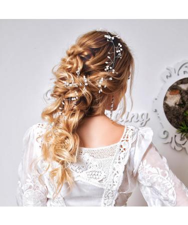 100cm Bridal Hair Vine for Wedding Crystal Hairband Silver Pearl Hair Accessories Extra Long Pearl and Crystal Beads Bride Head Piece Bridal Headpiece Hair Accessories for Women Girls Ladies - Buy Online on GoSupps.com