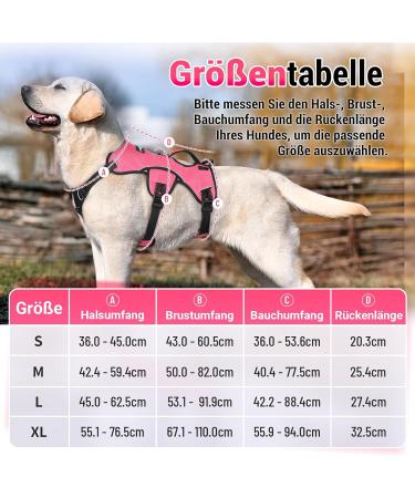 Rabbitgoo Breaking-Safe Dog Harness for Medium Dogs - Adjustable Breathable Padded Vest with Handle - Ideal for Training & Safety - Pink - Buy Online on GoSupps.com