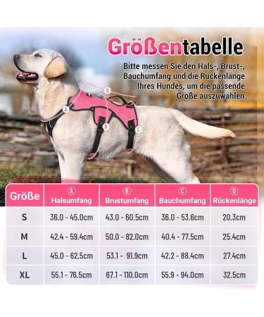 Rabbitgoo Breaking-Proof Dog Harness for Medium Dogs - Adjustable Breathable Padded Vest with Handle | Anti-Train Safety - Pink XL (1 Pack) - Buy Online on GoSupps.com