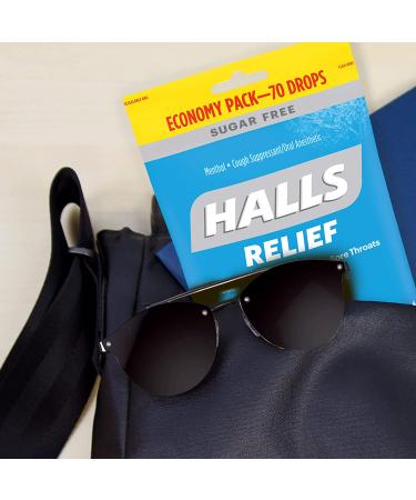 HALLS Relief Mountain Menthol Sugar Free Cough Drops - Economy Pack (70 Drops) - Buy Online on GoSupps.com