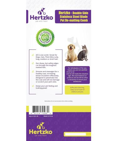 Hertzko Premium Dematting Tool for Dogs and Cats - Deshedding Brush and Matt Breaker - Ideal for Removing Matted Fur and Undercoat - Large Purple - Buy Online on GoSupps.com