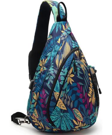 TurnWay Water-Proof Sling Bag with USB Charging Port - Ideal for Travel, Hiking, Cycling, Camping | Palma Leaf Pattern - Buy Online on GoSupps.com