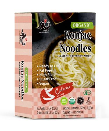 YUHO Organic Shirataki Konjac Pasta Variety 8 Pack Inside, Vegan, Low Calorie Food, Fat Free, Keto Friendly, Zero Carbs, Holiday Gifts, Healthy Diet Pasta 53.61 Oz, 4 Noodles, 4 Fettuccine - Buy Online on GoSupps.com