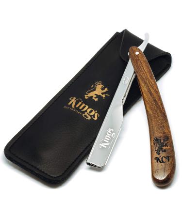 Cut Throat Straight Razor for Men by The Kings Cutthroat - Mens Cutthroat Shaving Straight Slider  Leather Travel Pouch and Velvet Kit Bag Included  Essential Male Grooming Accessory for Beards