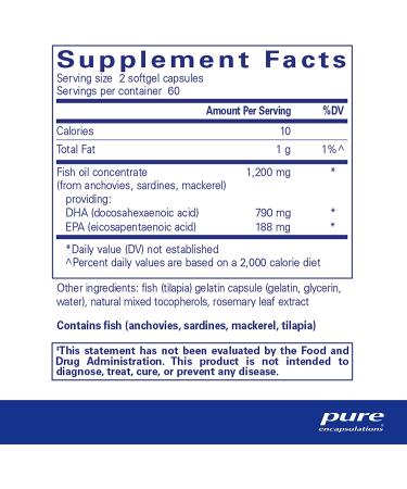 Pure Encapsulations DHA Ultimate - Eco-Friendly Supercritical CO2 Extracted Fish Oil Capsules - 120 Softgels - Buy Online on GoSupps.com