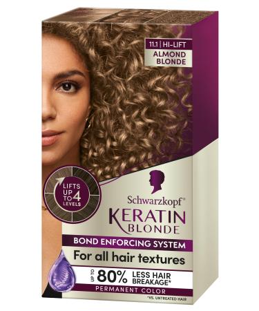 Schwarzkopf Keratin Blonde Hair Dye Almond Blonde 11.1 Hi-Lift Permanent Color 1 Application - Hair Color Enriched with Keratin Lightens up to 4 Levels and Protects Hair from Breakage 7.1 Fl Oz (Pack of 1) 11.1 Almond Blonde