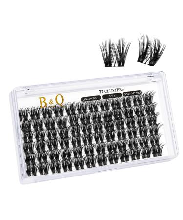 Cluster lashes 72 Clusters B&Q Lash Clusters D Curl Individual Cluster Lashes Natural Eyelash Clusters DIY Lash Extensions Soft Fluffy Cluster Eyelash Extensions (UK-FD-B50-D-14) D-14 mm B 50