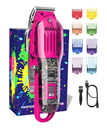 Professional Hair Clippers for Men Cordless Hair Clippers for Hair Cutting Adjustable Mens Hair Clippers with Taper Lever Barber Clippers Mens Grooming Kit Rechargeable with LED Display Pink