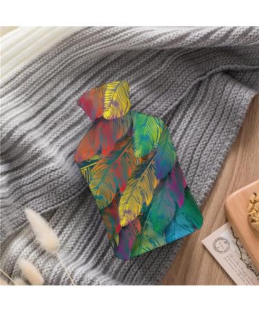 Colorful Feathers Hot Water Bottle with Plush Cover - Perfect Hand Warmer for Adults & Kids - 26.5x15.3cm - Buy Online on GoSupps.com