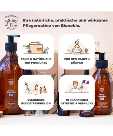 Bionoble Organic Jojoba Oil 100ml - 100% Pure Cold-Pressed Vegan & Cruelty-Free for Face Body Hair Nails - Glass Bottle + Pipette - Buy Online on GoSupps.com