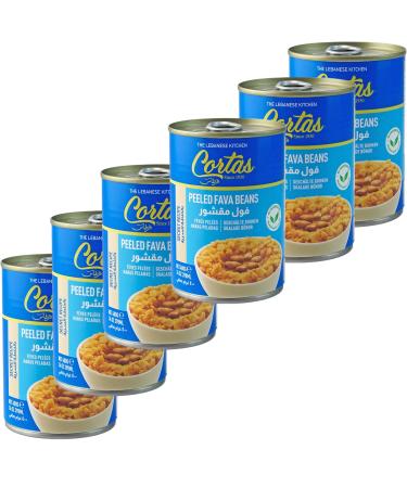 Cortas - Peeled Fava Beans, 14oz (Pack of 6), RTE Secret Recipe Foul Medammas