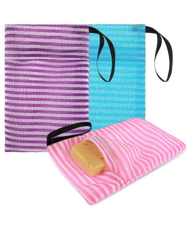 3 Pack peeling soap bag Travel bag Seiffar bags Shower-soap holder for soap pieces Body washers Rauer Peeling sponge network for bathroom