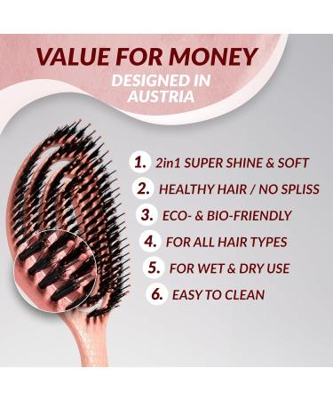 Marqus Bio Hairbrush - Wild Boar Bristles for Shine & Volume | Coral Peach | Ideal for All Hair Types - Buy Online on GoSupps.com