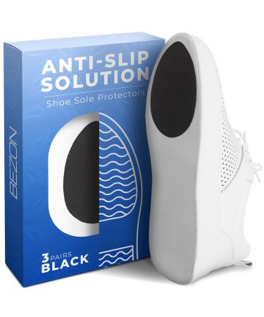 Shoe Sole Protector - 3 Pairs (3.5" x 2.3") - Durable Non Slip Shoe Pads to Safeguard Your Soles and Enhance Traction (Black) Black 3 Pairs with Standard glue